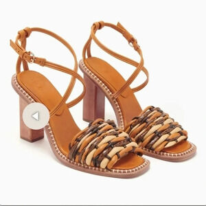 || ULLA JOHNSON || Malia woven, block heels, sandals, designer, leather, size 10